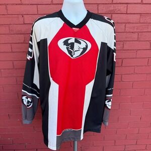 Vintage Thor‎ Phase Motocross Jersey Black Red White Mens Size XL Long Sleeve